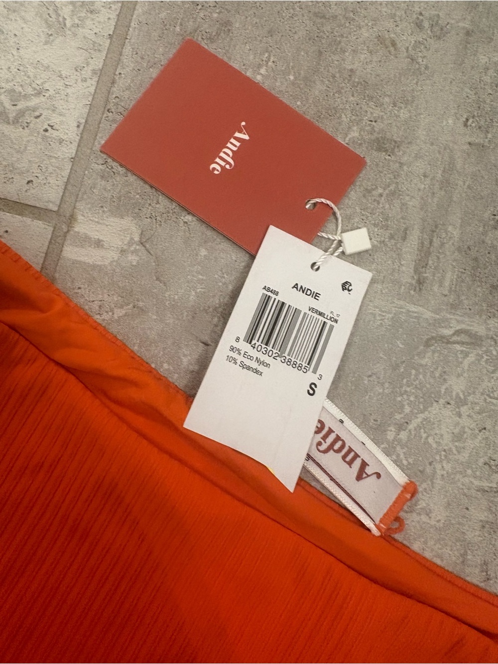 Andie Vibrant Orange Ribbed Swim Brief - Picture 3 of 5